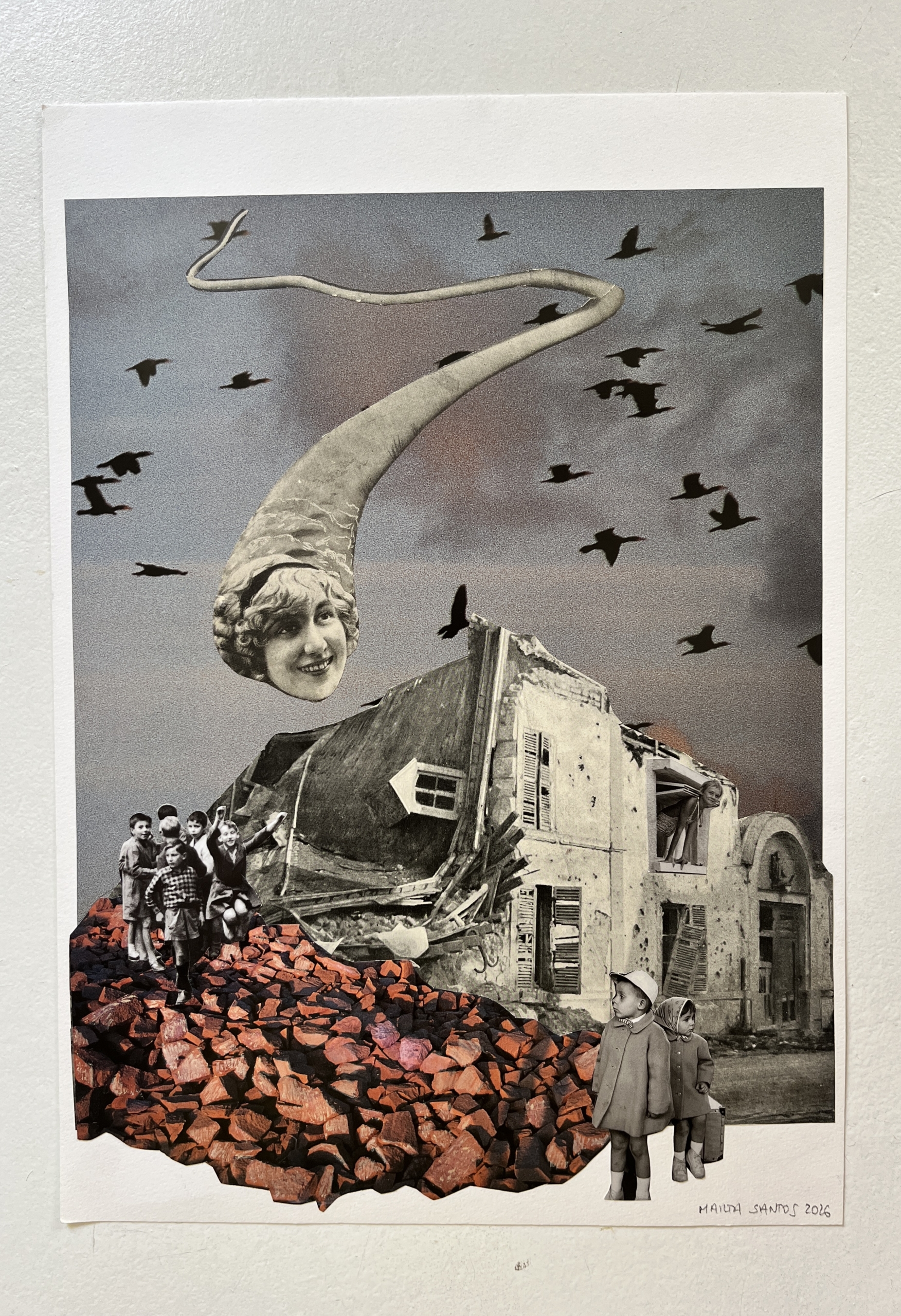 2026 - Nowhere Now Here series. Collage 42 x 30 cm . Available 370€