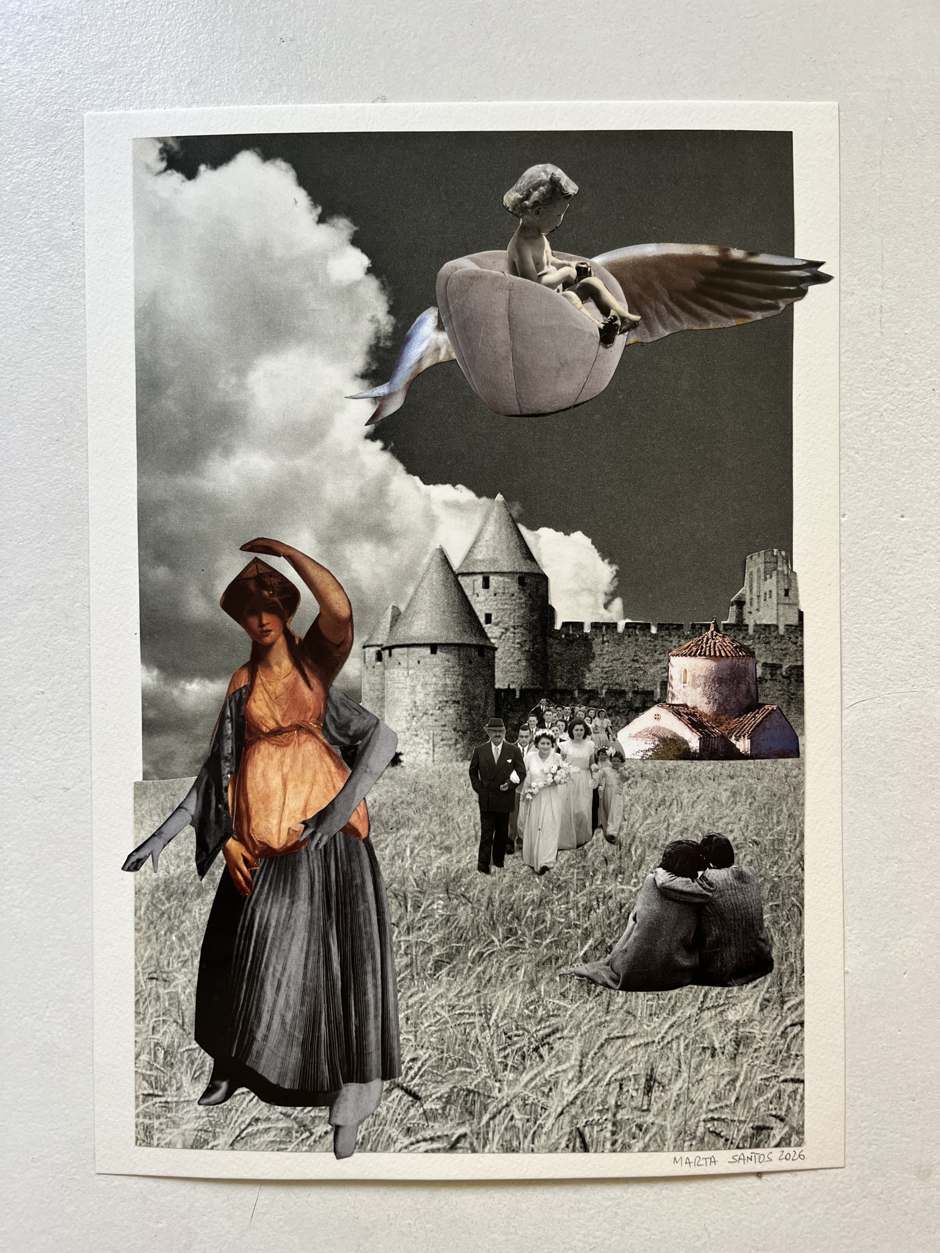 2026 - Nowhere Now Here series. Collage 42 x 30 cm . Available 370€
